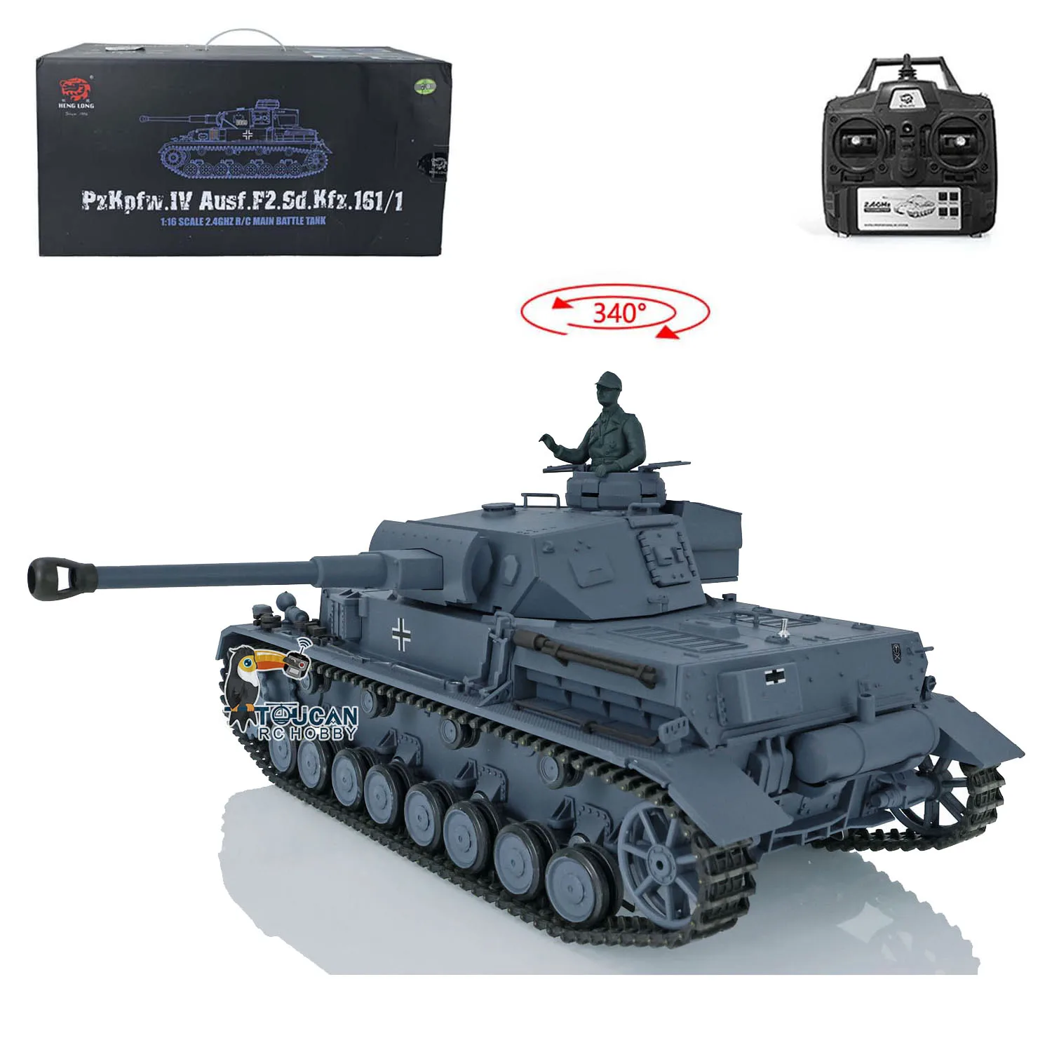 Boys Toys 2.4G HENG LONG 1/16 Scale 7.0 Plastic German Panzer IV F2 RTR RC Tank Ready to Run Panzer Model 3859 TH17395-SMT2 3
