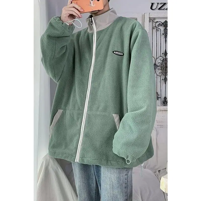 Spring Autumn Solid Color Fashion Long Sleeve Jacket Man High Street Casual Zipper Pockets Cardigan Korean Style All-match Tops