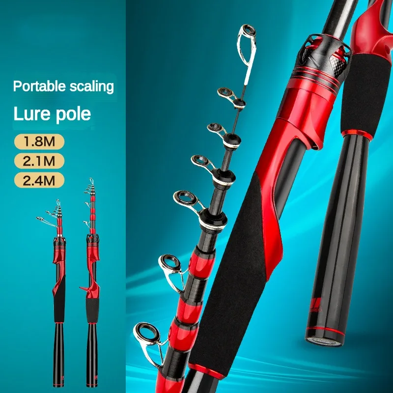 

Telescopic Fishing Rod Carbon Fiber Spinning Lure Pole Bait WT 4-20 Line WT 2-6LB Ultra Short and Portable Fast Fishing Rods