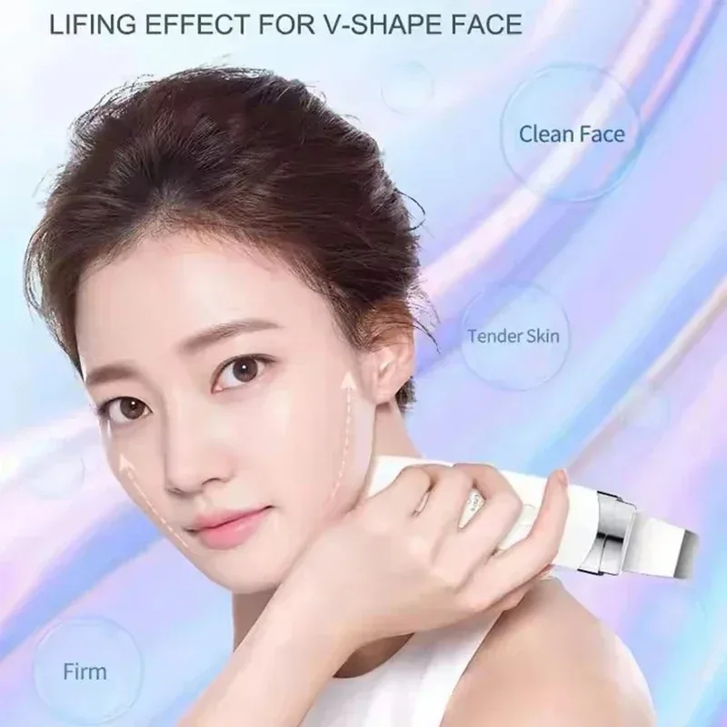 2025 New Facial Ultrasonic Skin Scrubber Spatula Blackhead Remover Deep Face Cleaning Lift Machine Peeling Shovel Pore Cleane