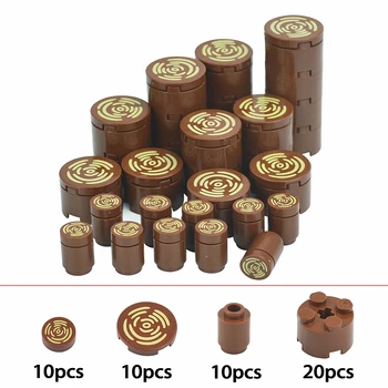 MOC Tile Round 2x2 With Tree Stump Wood Grain Pattern 1x1 Smooth Bricks Part Assembly Building Blocks 14769pb196 98138pb042 1