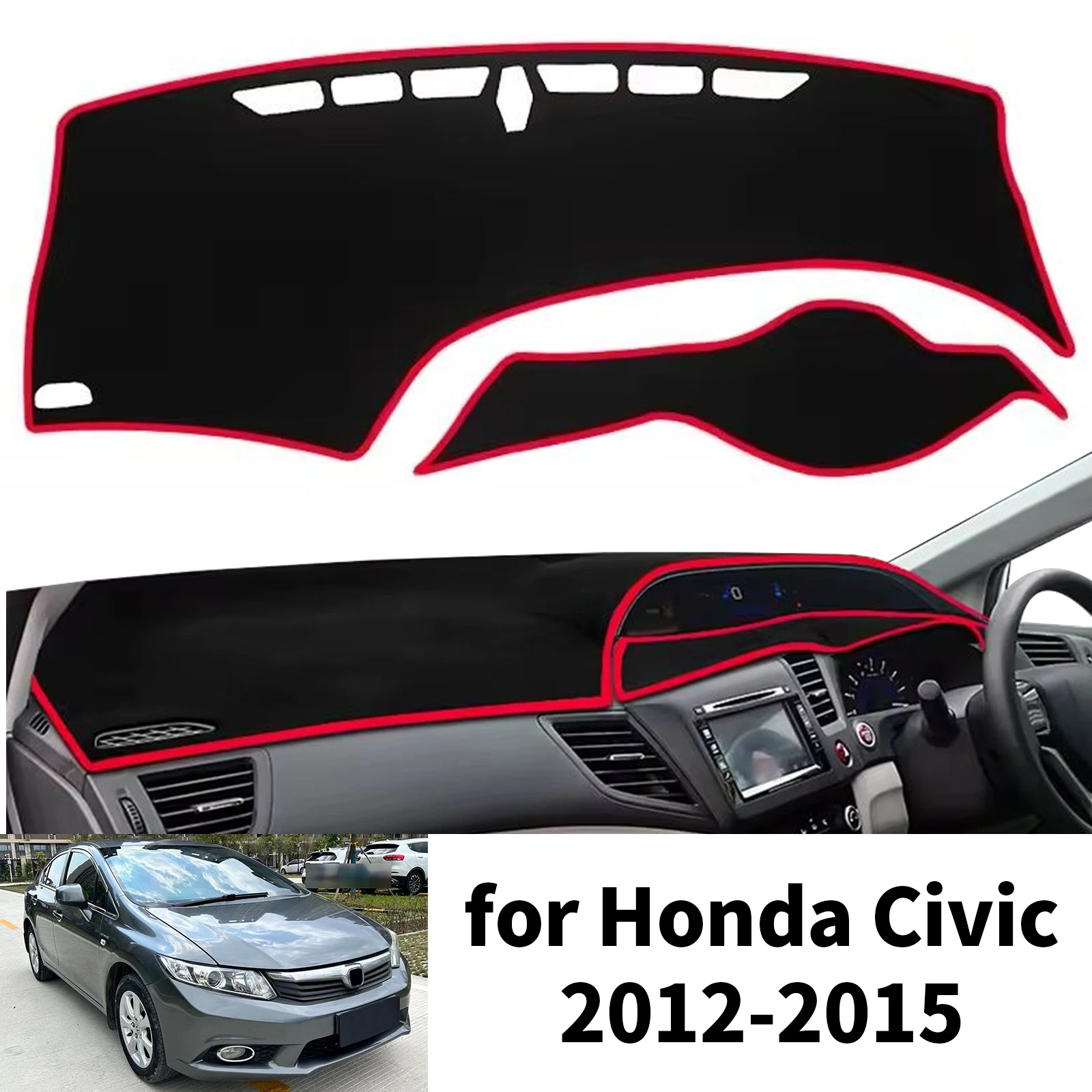 Dash Mat Dashmat for Honda Civic 9th 2012 2013 2014 2015 Civic 9 Dashboard Cover Pad Car Accessories Sunshade Protective Carpet