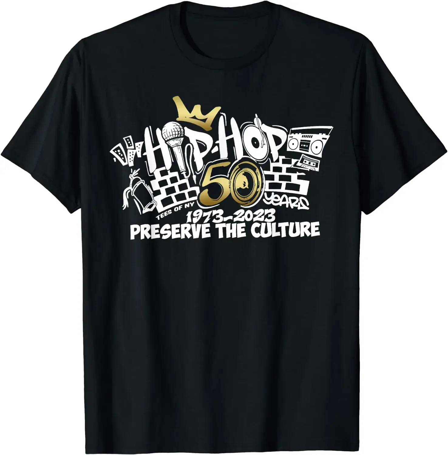 

Fun 50th anniversary Graffiti Men's T-shirt Hip Hop Short sleeve shirt Casual streetwear Summer fashion comfortable and breathab