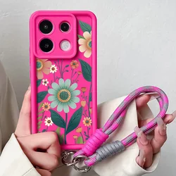 Floral Wrist Chain Lanyard Phone Case with Strap for Xiaomi 17 Pro (JGS1576 - Rose - SS)