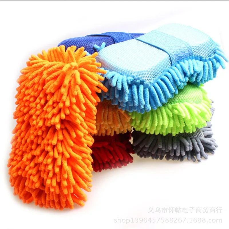 Car Wash Sponge Chenille Microfiber Scratch-Free Absorbent Cleaning Glove Sponge Washing Tools for Truck, SUV,and Motorcycle