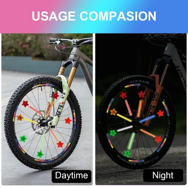 10/22pcs Bicycle Spoke Reflective Clip Colorful Reflector Beads Spoke Tube Star Warning Safety Decoration Kit