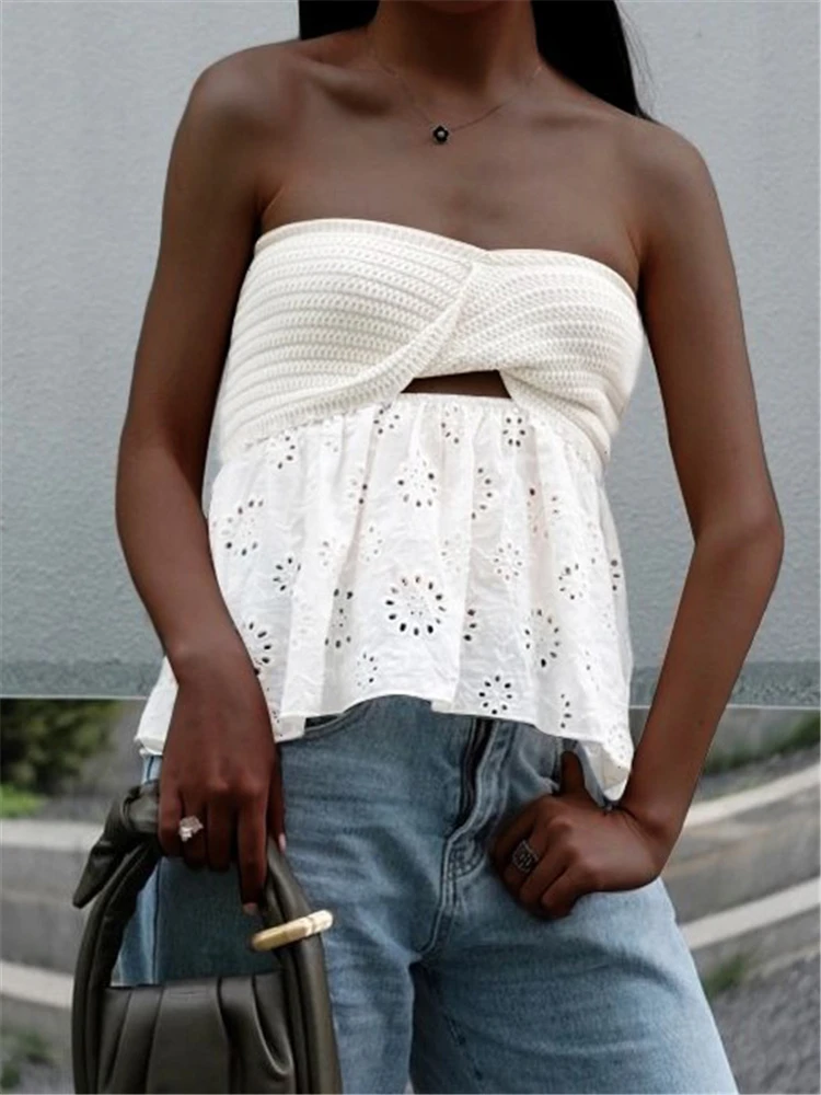 Knitted Tube Top Twist Top Women White Corset Strapless Tank Top Backless  Bustier Off Shoulder Crop Top Streetwear Sexy Clothes - AliExpress