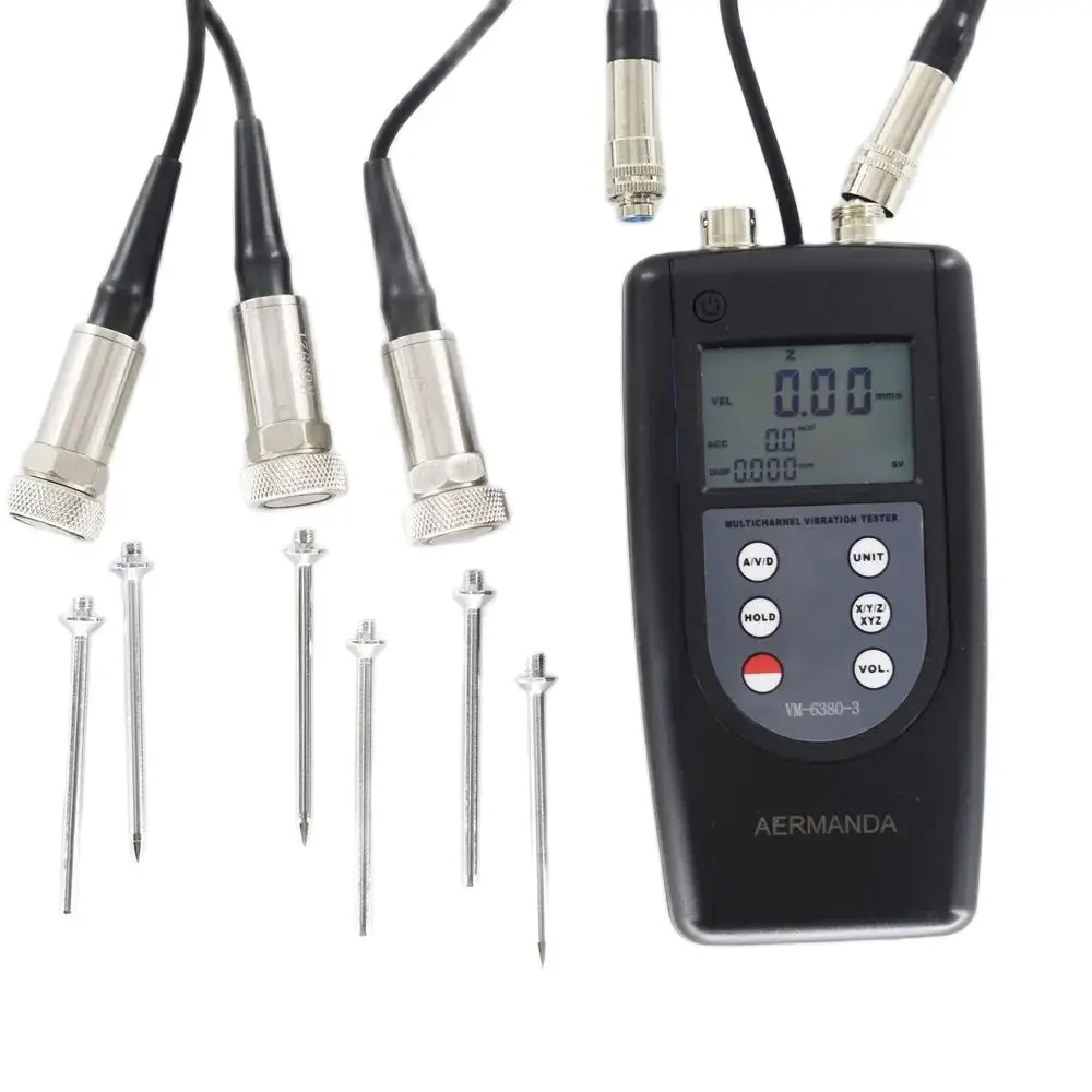 Digital Vibration Tester 3 Channels VM-6380-3 Vibrometer 0.01-400mm/s True RMS 3