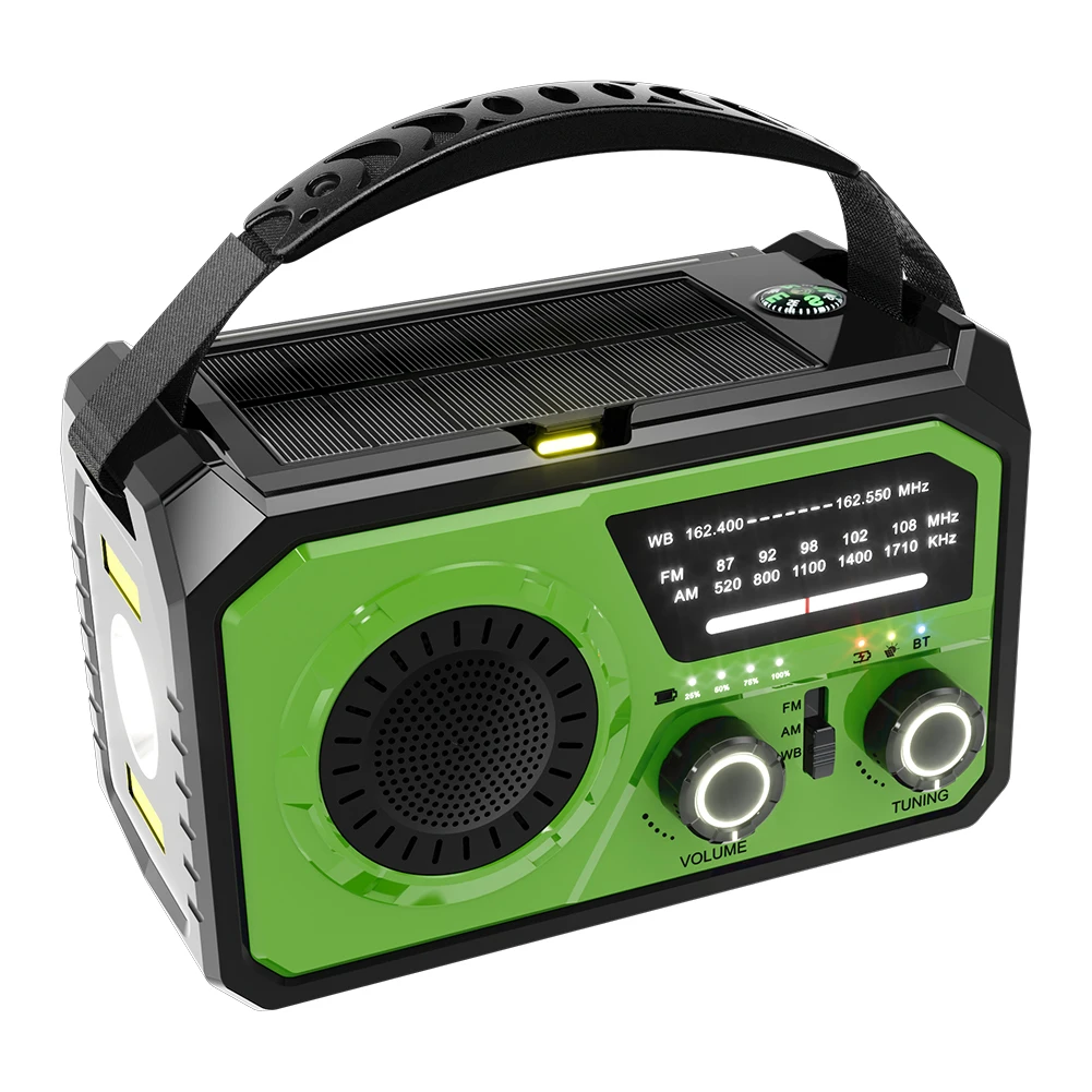 16000mAh Emergency Weather Radio, NOAA AM/FM Weather Alert Radio, Portable Solar Hand Crank Emergency Radio Usb Charger Sos Alarm Flashlight Compass Po