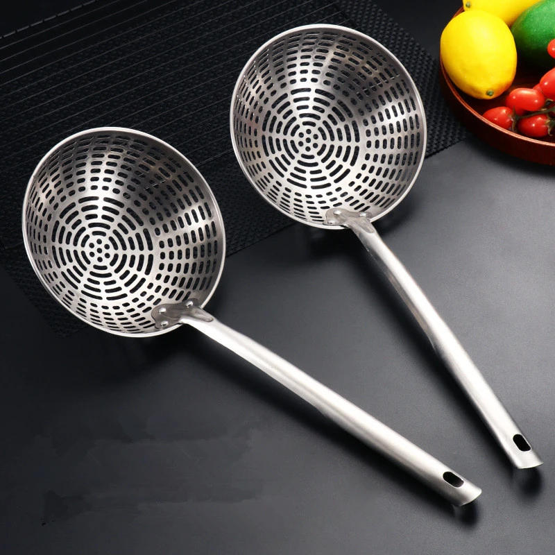 

Large Deep Stainless Steel Kitchen Skimmer Strainer Colander Pot Fried Filter Mesh Fryer Oil Frying Scoop Noodles Sieve