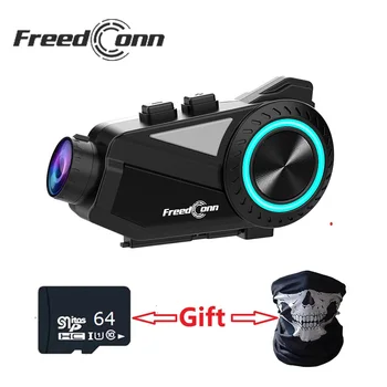 Freedconn 블루투스 오토바이 헬멧 인터콤 헤드셋, 와이파이 앱, 1440P 오토바이 대시 캠, 모터 자동 DVR 헤드폰, R3