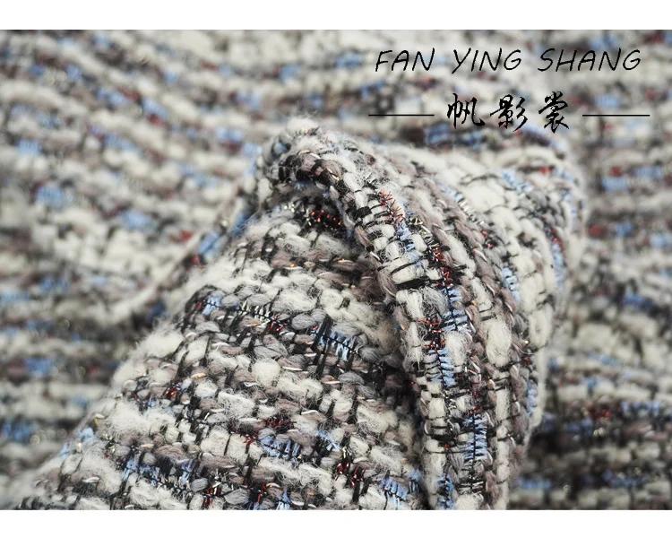 Description Picture 4 of item2025 Fashion Grayish Blue Whisper Wool Tweed Fabric For Coat Telas Costura Tissus Couture Ñ‚ÐºÐ°Ð½ÑŒ Sewing Stoffe Tecido Cloth