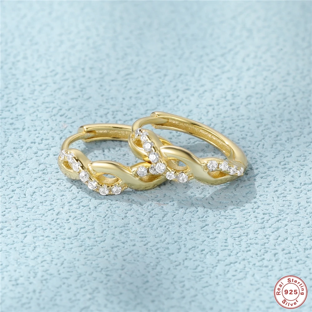 Women 925 Sterling Silver Hoop Earrings Zircon