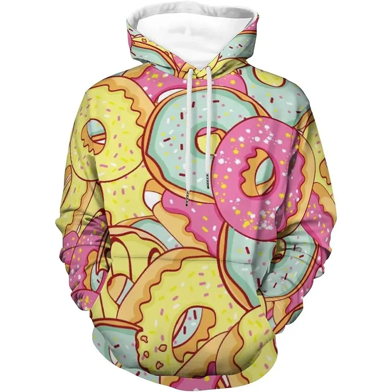 

3D Printing Sweets Chocolate Donut Hoodies For Men Children Fashion Streetwear Hooded Sweatshirts Winter Unisex Y2k Funny Hoodie