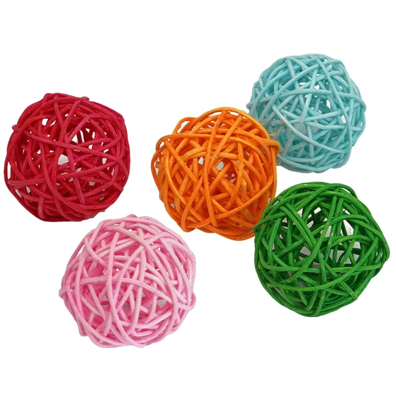 Pet Bird Toys 5pcs Chewing Toys Bird Rattan Ball Toy For Parrot Budgie Parakeet Cockatiel Chewing Playing
