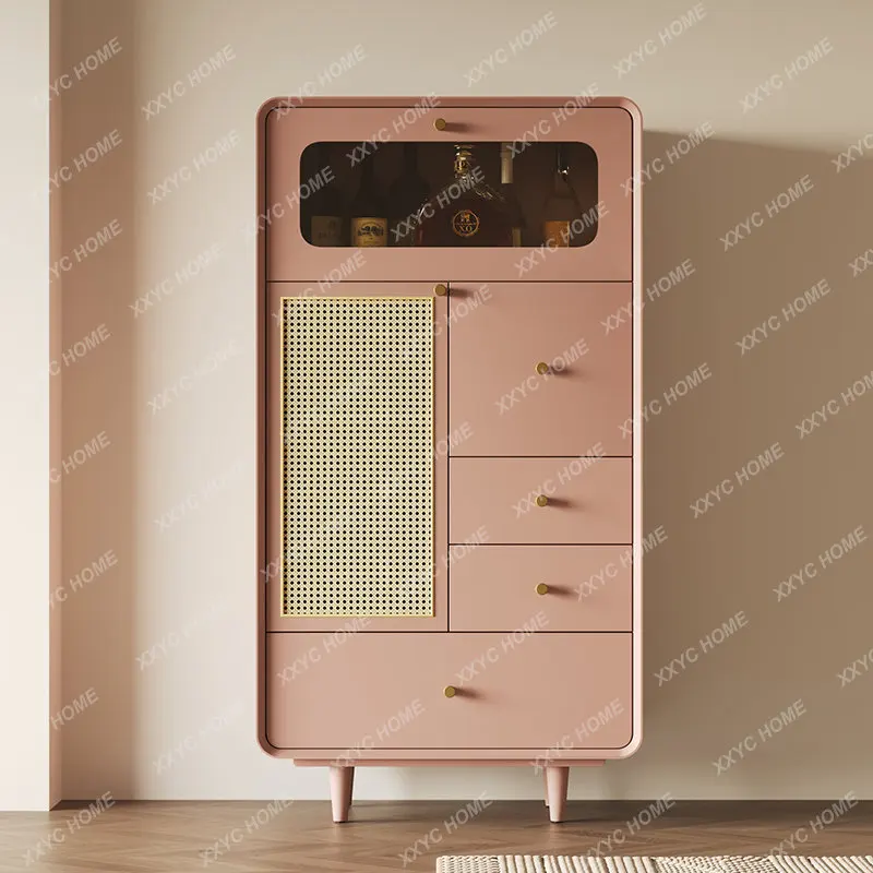 

Шкаф для хранения в гостиной в скандинавском стиле, современный минималистичный Высокий Комод с цветными рисунками для хранения чая в маленькой квартире