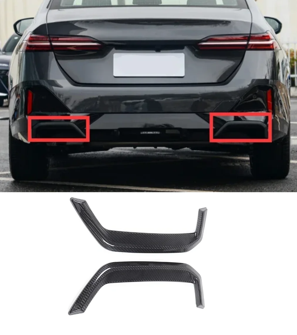 

Real Carbon Fiber Car Tailpipe Upper Decorative Frame Cover Trim For BMW 5 Series I5 G60 2024+
