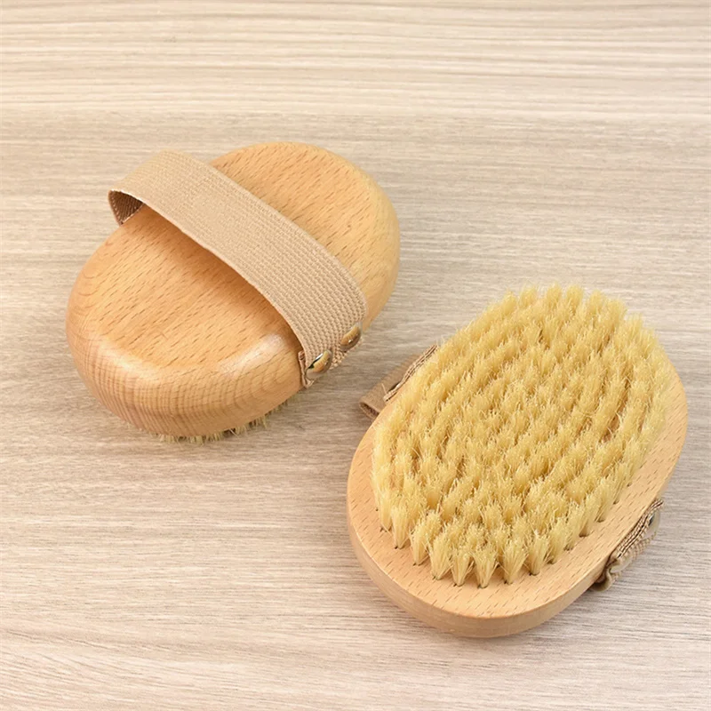 SPA Wooden Body Brush Natural Boar Bristle Organic Dry Skin Body Brush Bamboo Wet Back Shower Brushes Exfoliating Bathing Brush 2