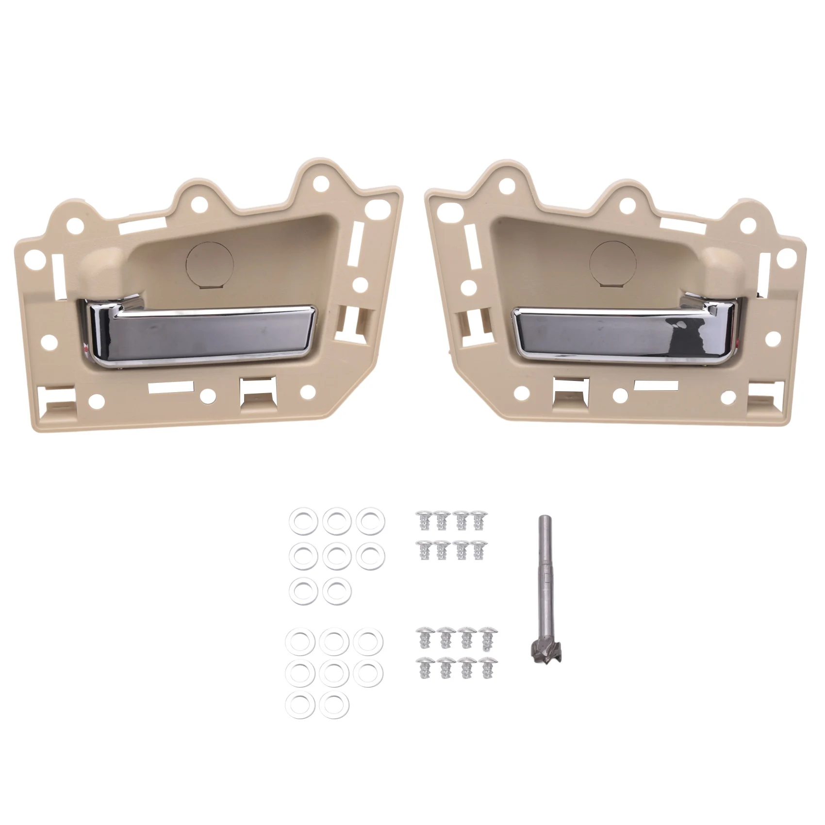 

2Pcs Rear Left & Right Inside Interior Door Handle Set for 2005-2011 Jeep Grand Cherokee Beige & Chrome