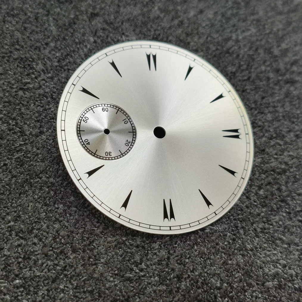 Watch dial diameter 38.9mm silver dial Thickness 0.4mm second hand at 9 o'clock Fits ETA6497 ST3600 movement