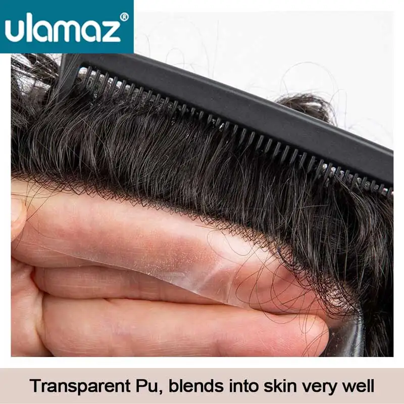 Men Curly Hair System Toupee For Men Pu Skin Lace Wig Natural Male Prosthesis Indian Human Man Wig
