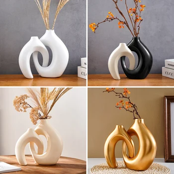 Set da 2 pezzi Vaso per decorazione domestica serie coppia creativa, ornamenti da tavolo per interni con combinazione media e grande per la decorazione d'interni 1