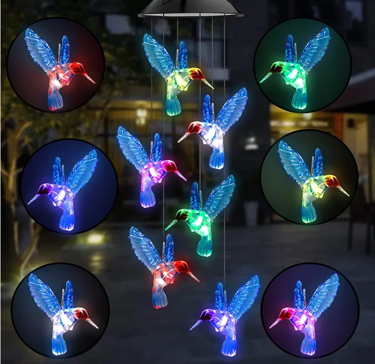 outdoor solar spot lights Solar Light Outdoor Power Supply Led Wind Chime Waterproof Butterfly Hummingbird Night Light Garden Courtyard Decoration solar fence lights Solar Lamps