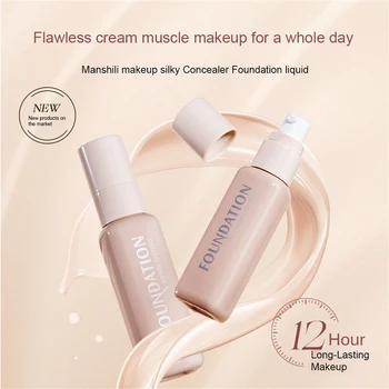 Silky Concealer BB Cream Liquid Foundation Oil Control Makeup Holding Refreshing Natural Lasting Brighten Skin Color Waterproof 2