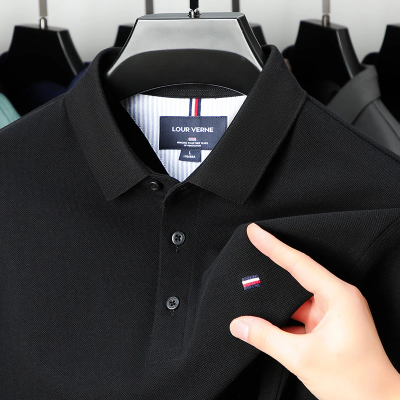 Men's Polo Shirt Spring Autumn 100%Cotton Lapel Embroidered Long Sleeve Korean Street Fashion T-Shirt Luxury Brand long sleeve t shirt