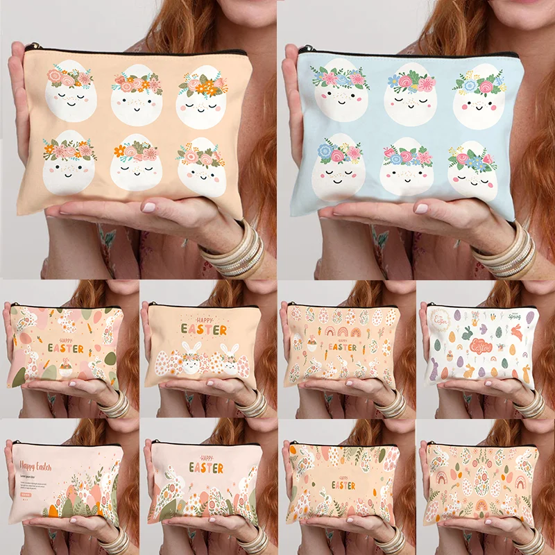 

Women's Makeup Pouch Mini Rabbit Print Children's Cute Travel Bag Lipstick Makeup Brush Pouch Portable Large Capacity Wash Bag