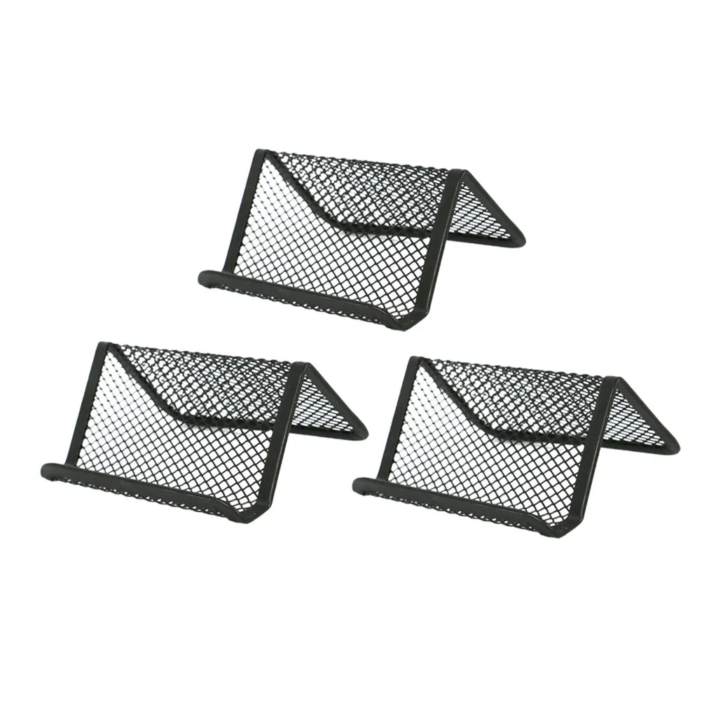 8Pcs 철 명함 홀더 금속 이름 정리함 비즈니스 케이스 데스크탑 사무실 홈 10.5x8x5.6cm 블랙 정리함