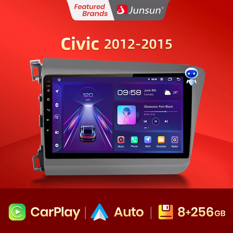 Junsun V1 AI Голосовое CarPlay Автомагнитола Магнитола Мультимедиа автомобиля для Honda Civic