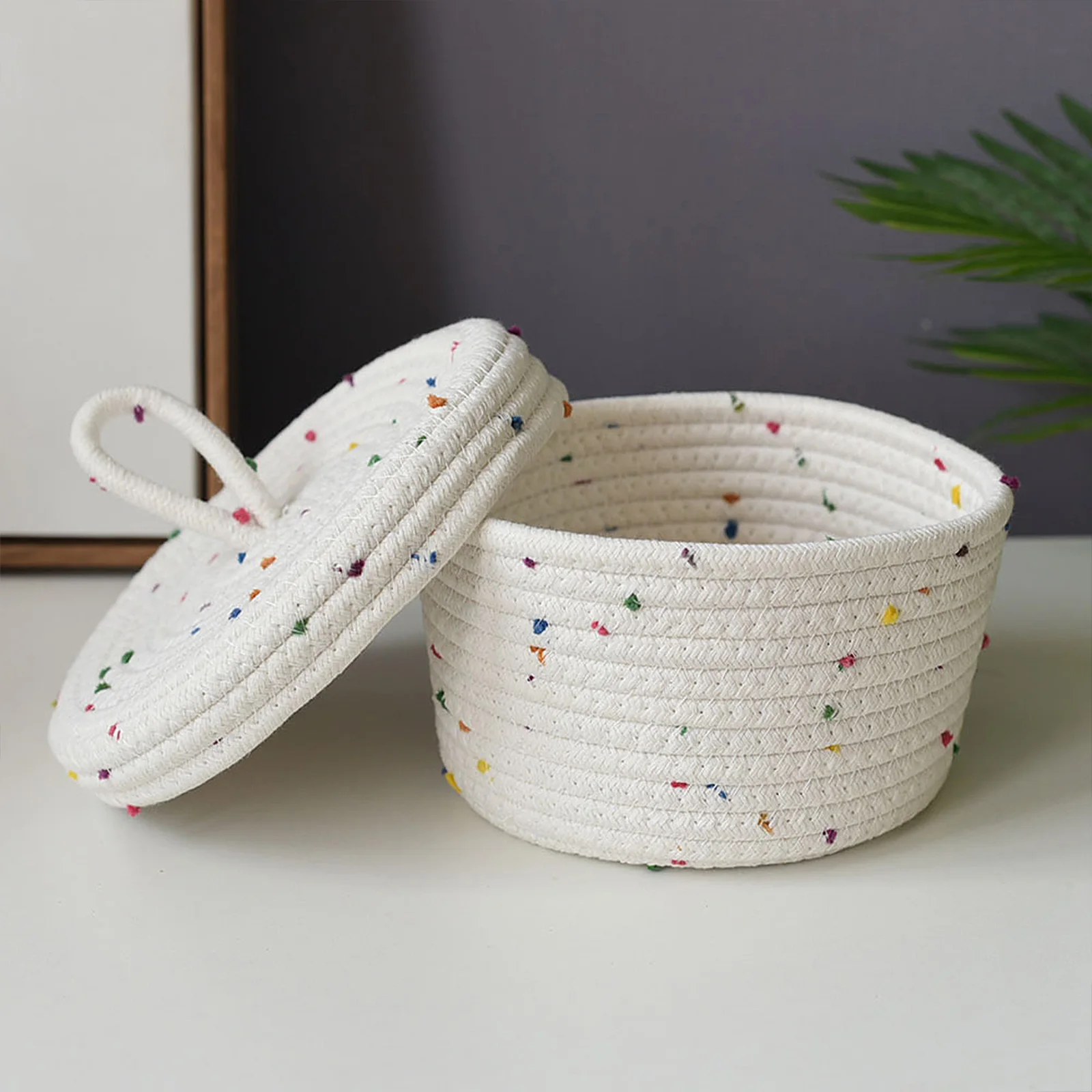 

Cotton Rope Storage Basket Decorative Baskets Home Decoration New Natural Woven Shelves Hand-woven With Handles Desk Organizer