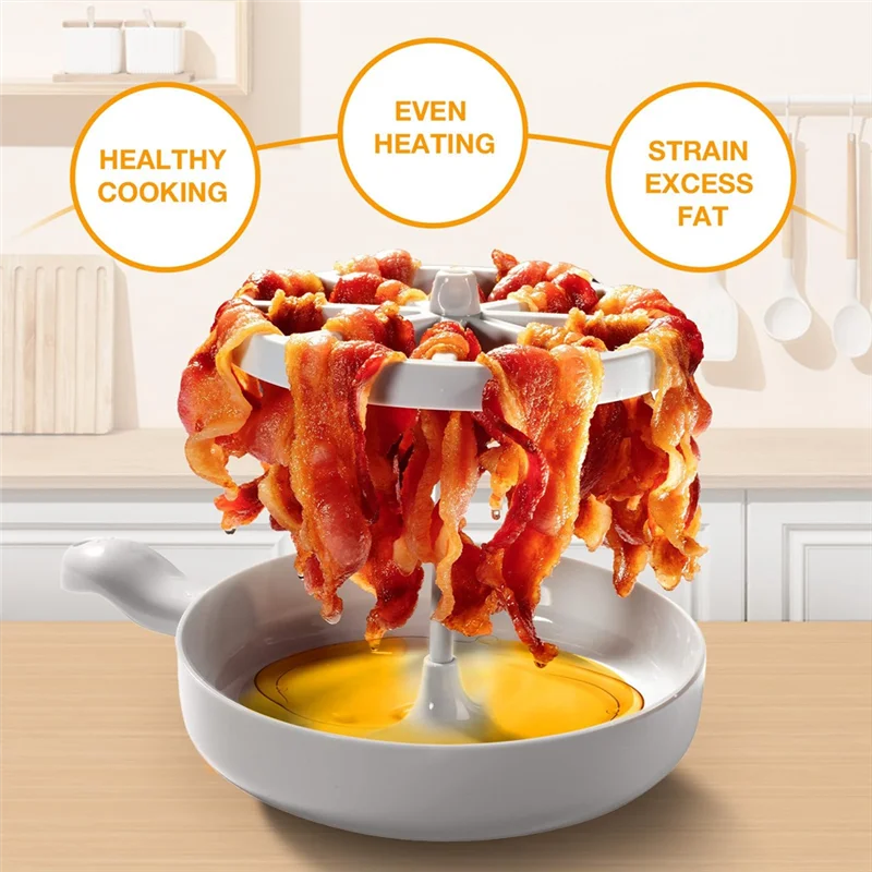 Microwave Bacon Cooker Quick Cooking Bacon Rack Grease Collector Kitchen Gadget
