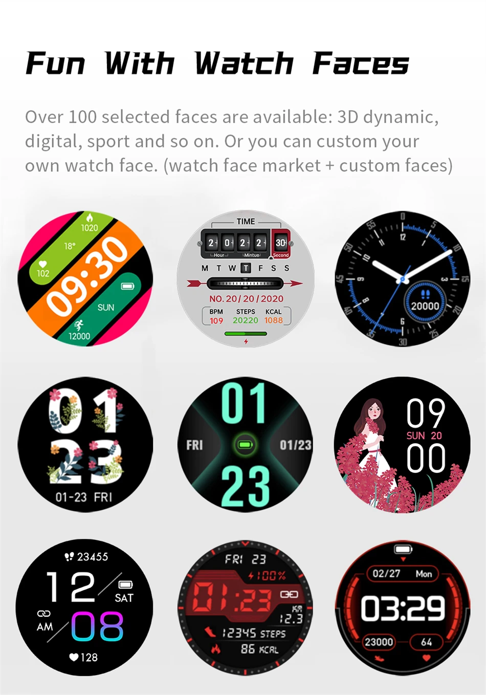 2022 New Fashion Smart Watch Men Fitness Bracelet Heart Rate Blood Pressure Monitoring Sports Tracker Smartwatch Gift for Women