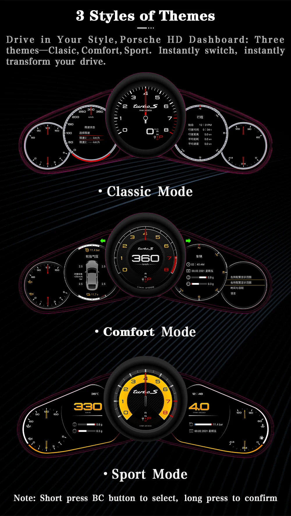 AUTOTOP 12,3" OEM FIT Digital Dashboard Gauge Cluster für Porsche 911 2012-2019 LCD Instrumententafel Tachometer Linux System – Detail 8