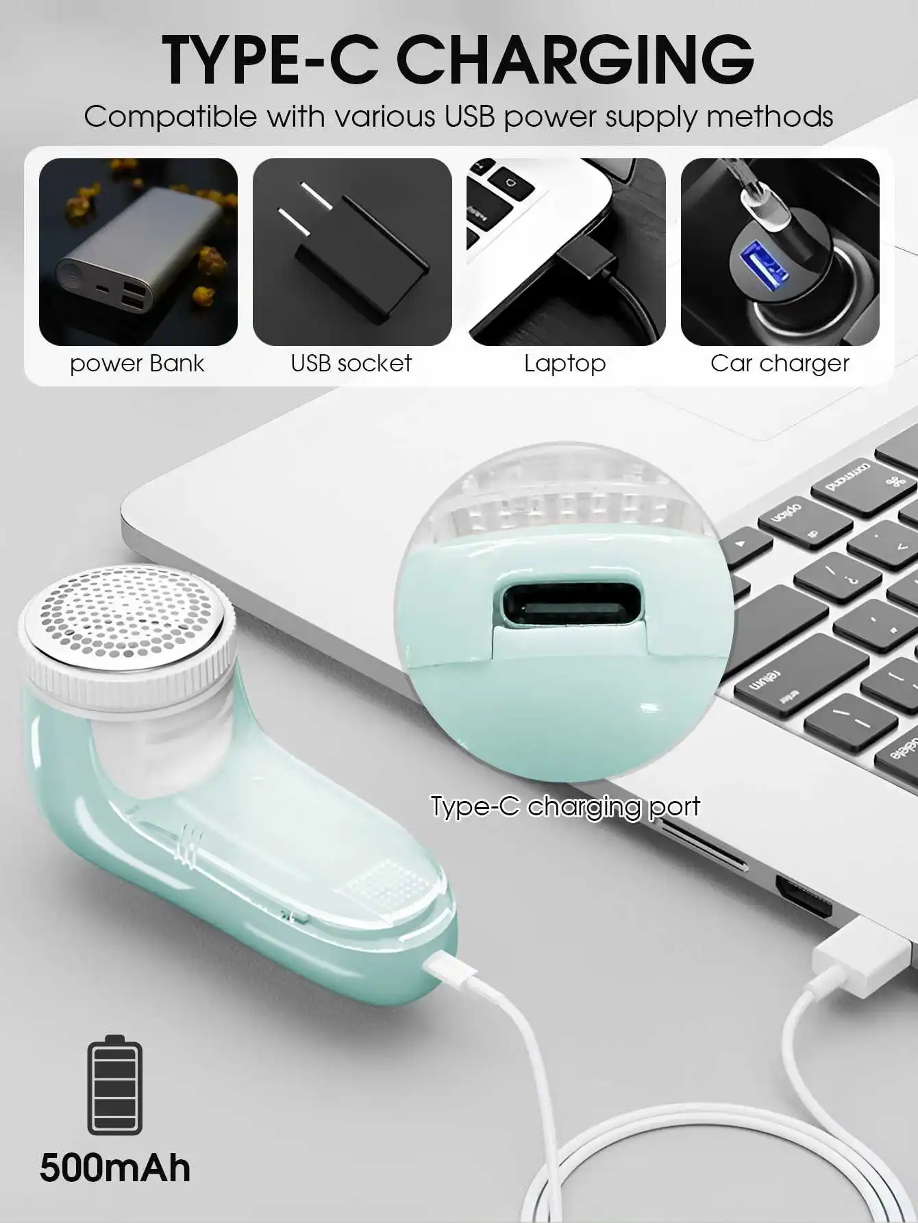 Household Clothing Shaver Fabric Remover USB Rechargeable Electric Hair Remover Portable Fluff Trimmer Professional Hair Remover 3