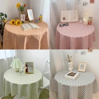 Dustproof Plaid Table Cloth Korean Tablecloth Simple Dining Desk Cover Rectangle Photo Background Cloth Living Room Decor 식탁보 3