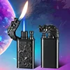 New Windproof 3D Wolf Double Flame Lighter Metal Double Flame Conversion Jet Inflatable Portable Lighter Trendy Men's Gift 3