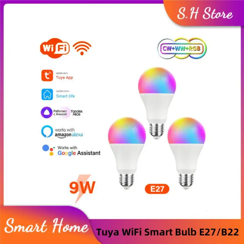 

Tuya WiFi E27 B22 Smart Light Bulb 15W RGBCW 100-240V Dimmable Led Light Lamp Smart Life APP Control Support Alice Alexa Google