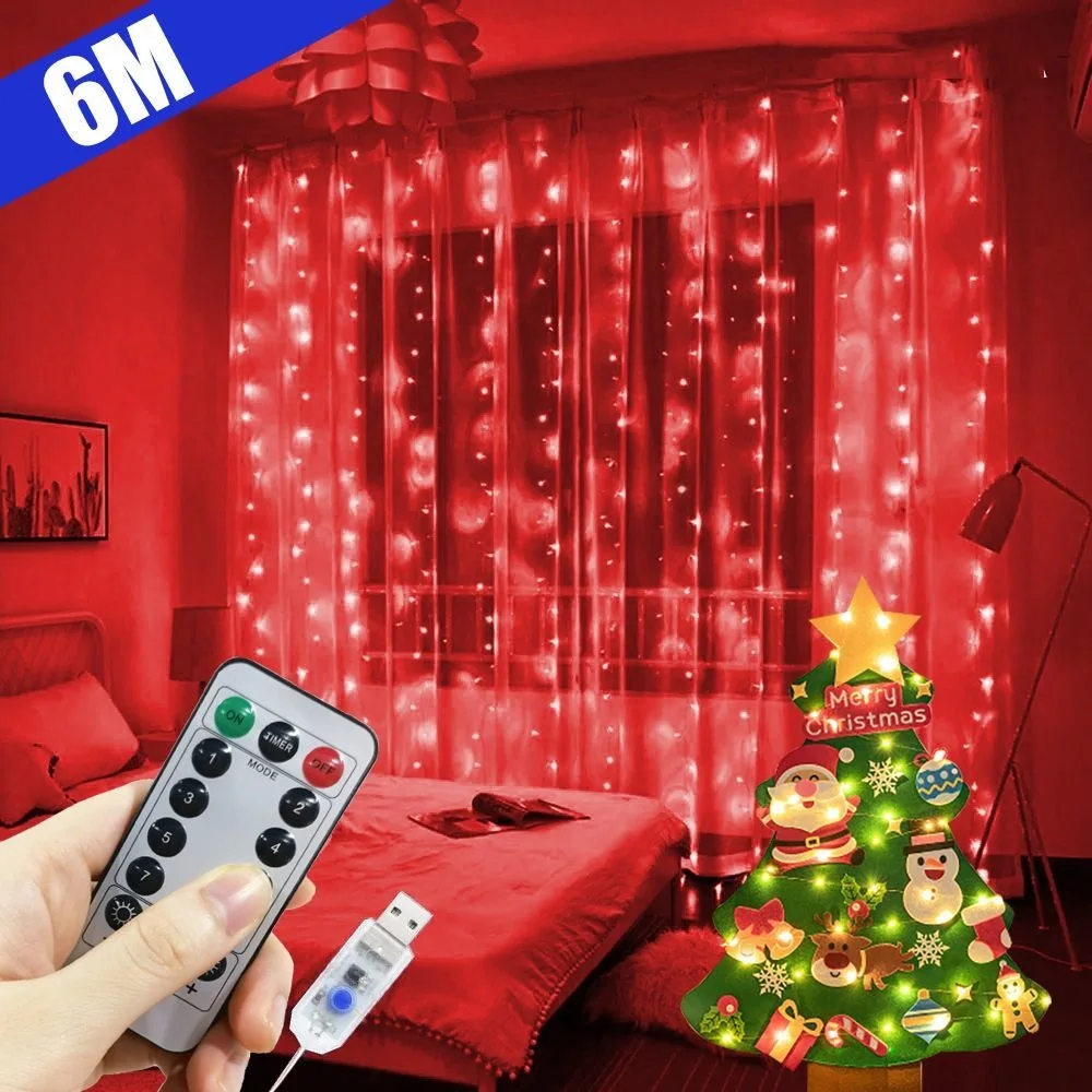

3M/4M/6M Christmas LED Curtain Garland String Lights Remote Control Festival Decoration Wedding Fairy Lights for Bedroom Home