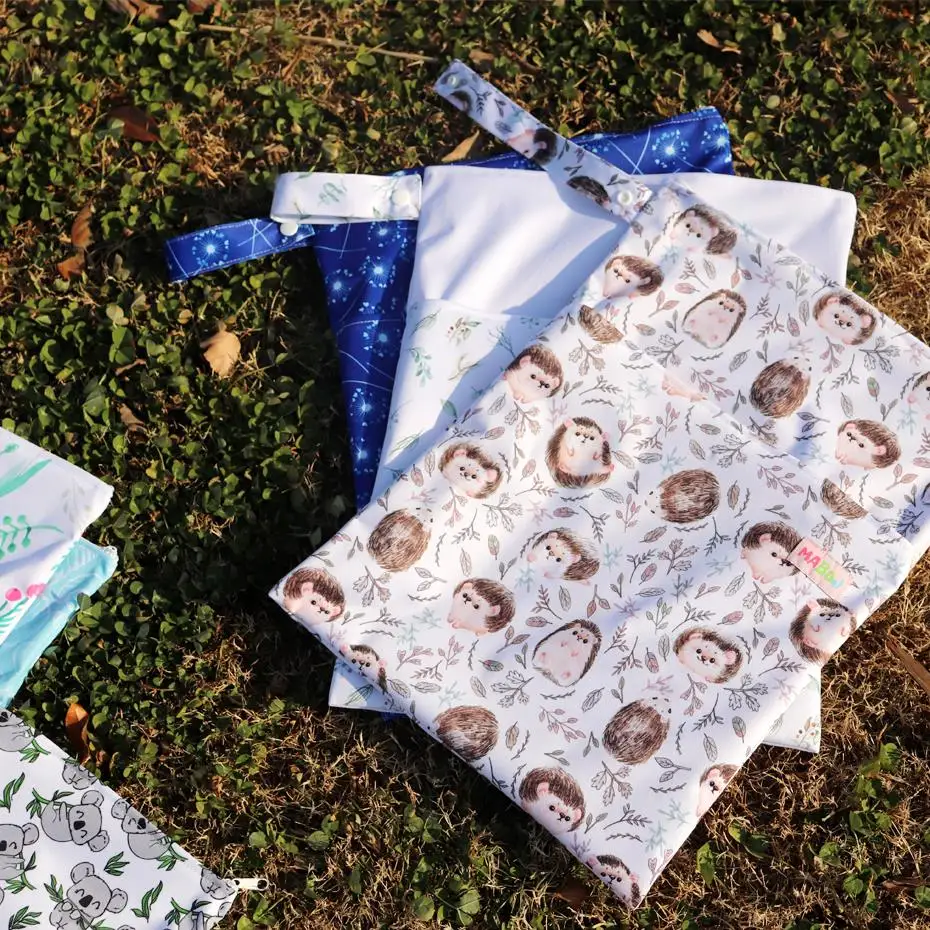 30x40cm Wet Bags Baby Diaper Bag Waterproof Dry Nappy 2 Zipper Handbag Stroller Carry Pack Travel Outdoor Wet Diaper Storage Bag 3