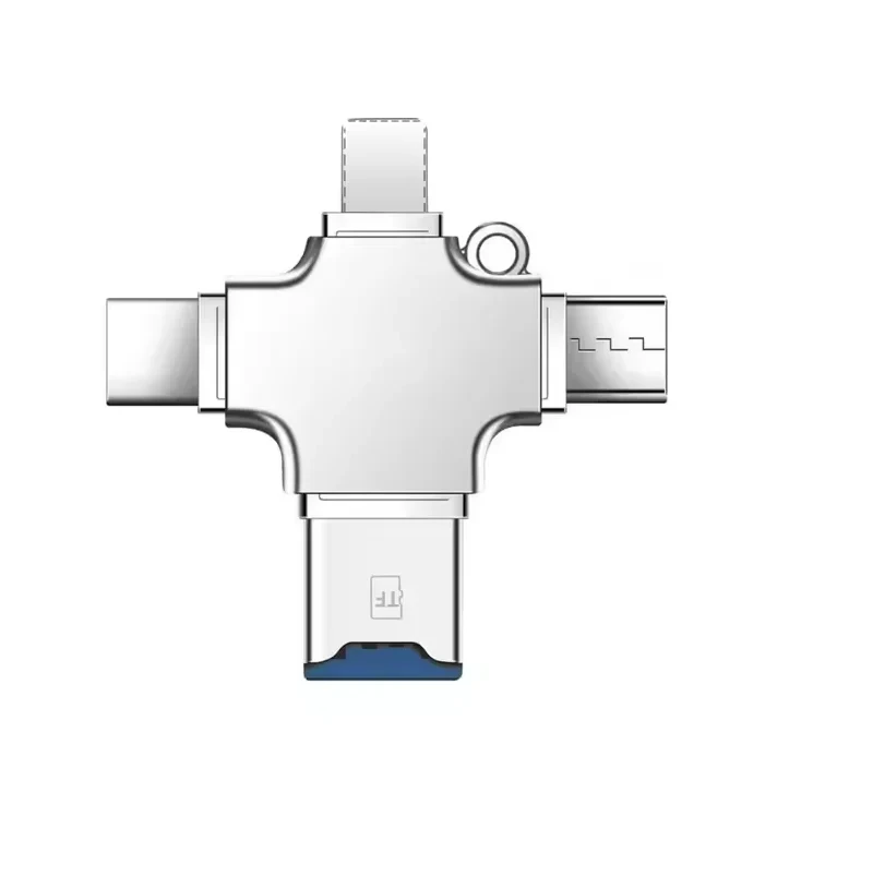 4 in 1 Metal USB 3.0 / USB-C / Lightning Flash Card Reader for Memory Card Micro Mini SD card Adapter Reader For Phone