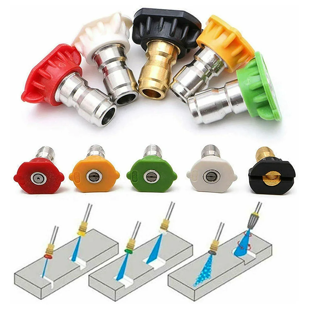 Water Gun Nozzle 5pcs 1/4inch Pressure Washer Spray Tips 3600 PSI