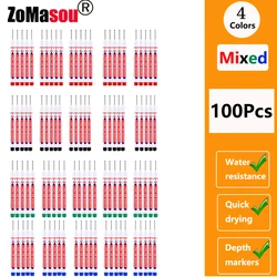 Waterproof Deep Hole Marker Pens for Woodworking and Metal Projects - Assorted Ink Colors (20mm Mix 100pcs)