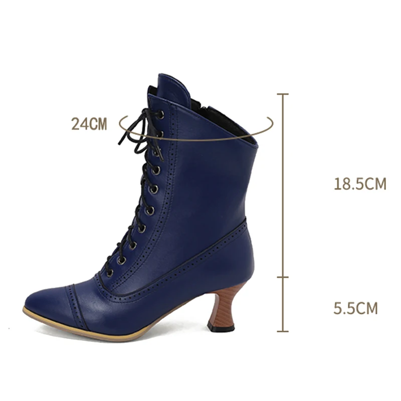 Kcenid Autumn Winter Women Modern Punk Boots Pointed Toe Lace Up Med Strange Heel Fashion Ankle Western Boots Shoes Woman