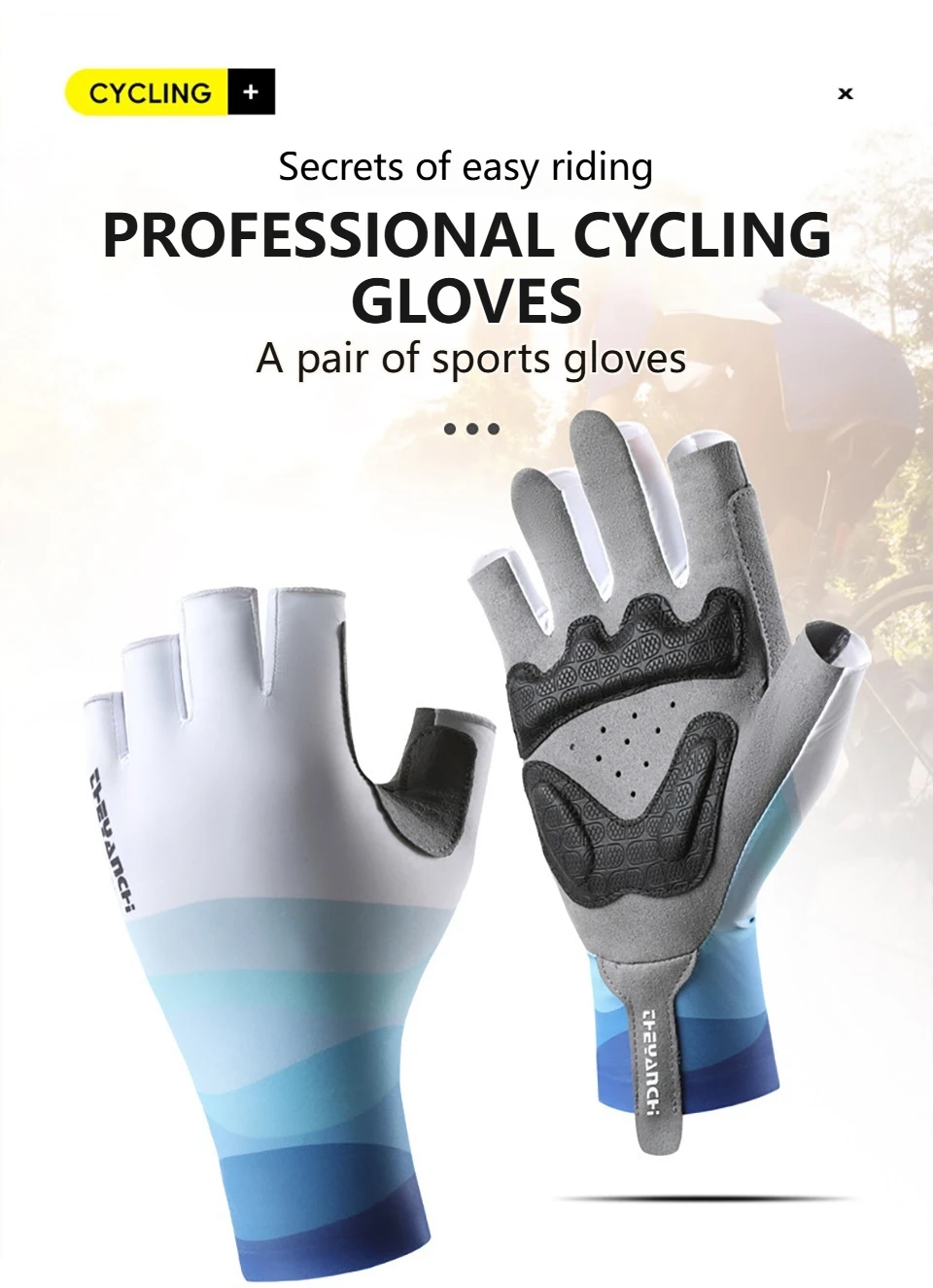 GTUBIKE Radfahren Fahrrad Halb Kurze Finger Handschuhe Stoßfest Atmungsaktiv MTB Road Fahrrad Handschuhe Männer Frauen Sport Radfahren Ausrüstung – Detail 2