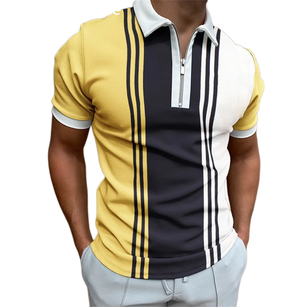 Street T-shirt Summer Men's 3D Printed Polo Shirt Clothing High-quality Men's Lapel Zipper Casual Short-sleeved Shirt XS-8XL
