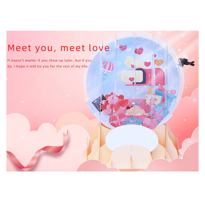 3D Snowdome Pop Up Card with Envelope, Crystal Snow Globe, Valentine's Day , Birthday Gift, Anniversary, Christmas, Xmas