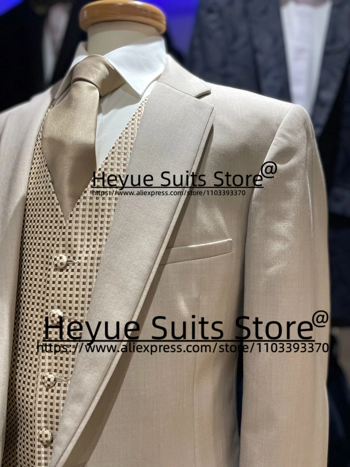 Fashion khaki Elegant Suits For Men Custom Plaid Vest Notched Lapel Groom Tuxedos 2Pieces Sets Classic Male Blazer Costume Homme
